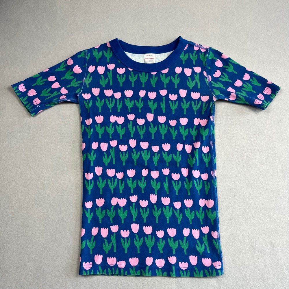 Hanna Andersson Kids Blue Pink Tulip Cotton Shirt 150 US Sz 12 Flowercore